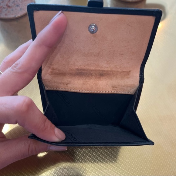 Coach Black and Gray bi gold Card Wallet with Silver Hardware and coin pouch - Picture 3 of 6